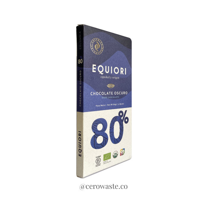 Chocolate Organico Equiori, 80% Cacao 80 Gramos, Hogar Alimentos, cerowasteshop, Tienda Ecologica Online, Basura Cero, Zero Waste Colombia