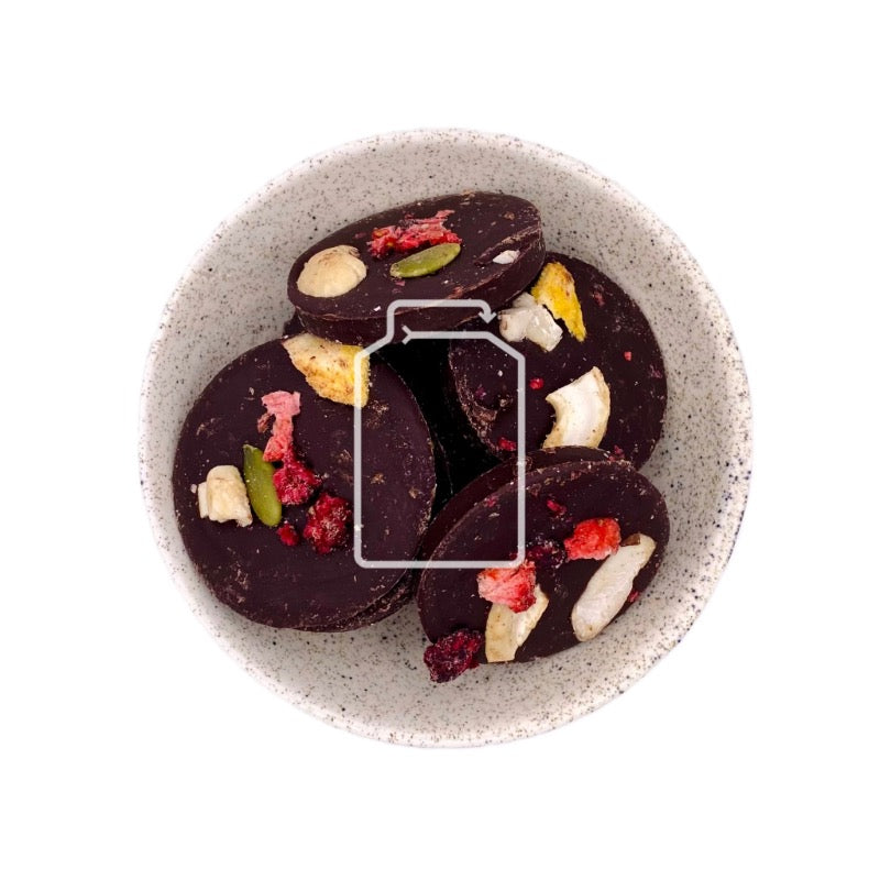 Monedas de Chocolate con Frutos Secos, Bucaramanga, Bogota, Alimentacion Saludable, Mercado Fit, Mercado A Granel, Ecologico Colombia