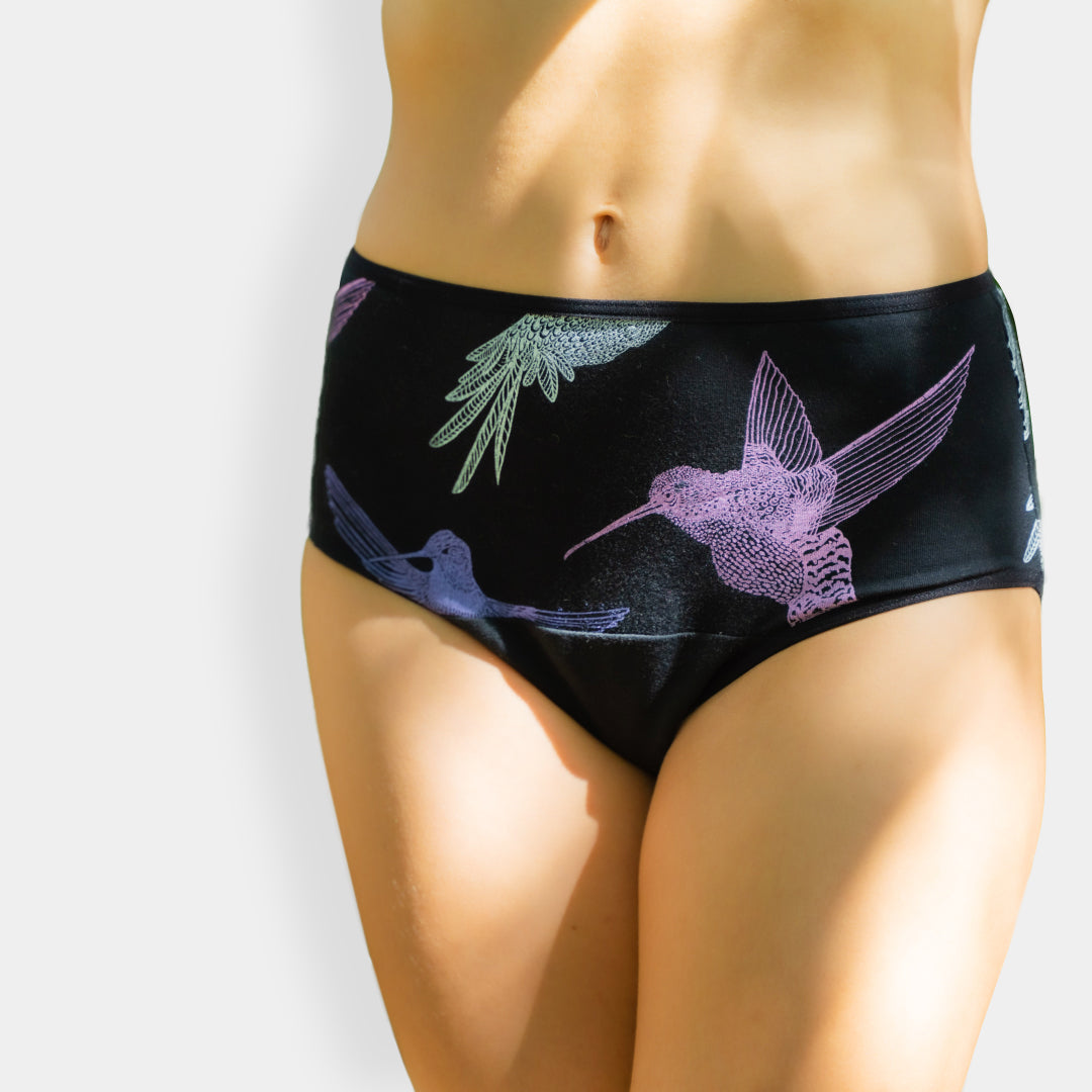 Panty menstrual absorción media Negro/ Morado