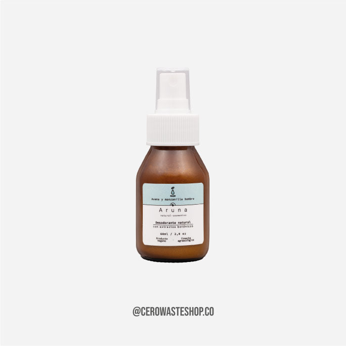 Desodorante Natural Liquido de Avena y Manzanilla, Libre de Aluminio y Libre de Plastico, Cuidado Personal, cerowasteshop, Tiendas Ecologicas Colombia, Basura Cero, Zero Waste Colombia