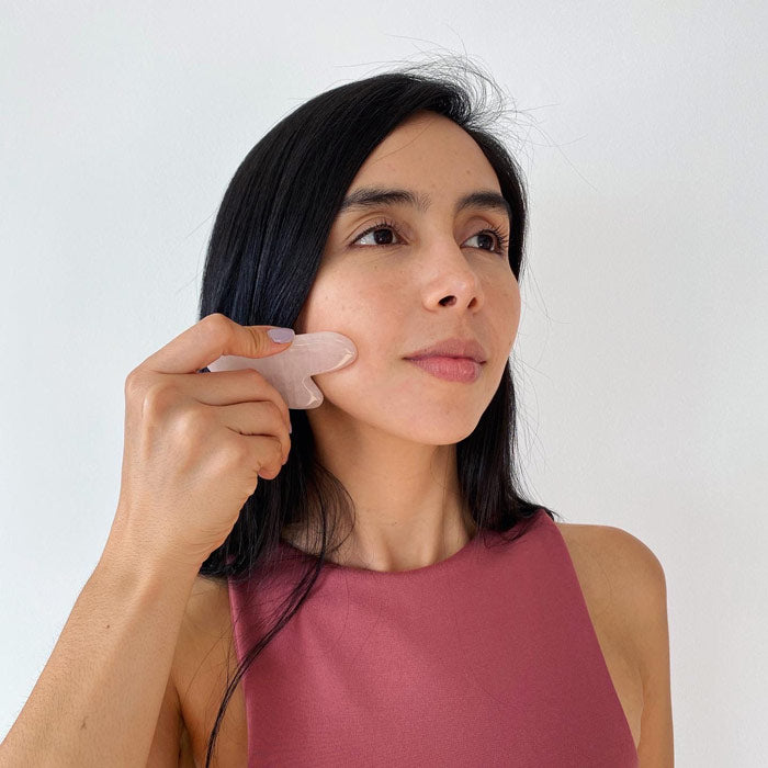 Rodillo facial y Gua sha de cuarzo