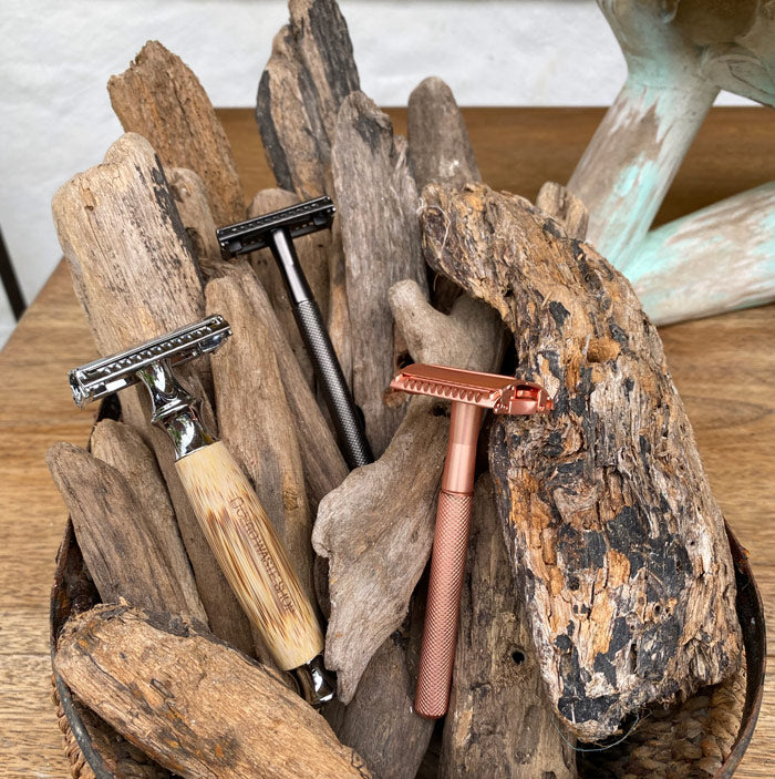 Maquina de Afeitar, Reutilizable de Aleacion de Zinc y Bambu, Cuidado Personal, cerowasteshop, Tienda Ecologica Online, Basura Cero, Zero Waste Colombia