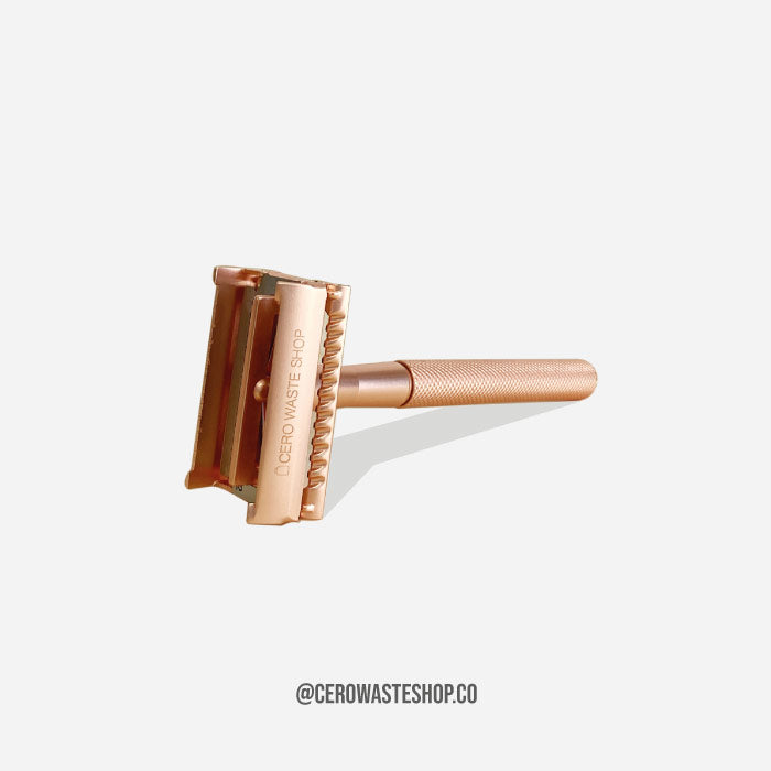 Maquina de Afeitar Rose Gold, Reutilizable Cromada, Cuidado Personal, cerowasteshop, Tienda Ecologica Online, Basura Cero, Zero Waste Colombia